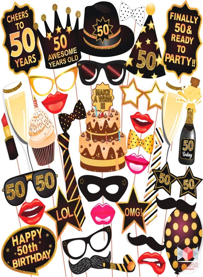 ووبوكس مجموعة أدوات تصوير حفلات عيد الميلاد الخمسين من ووبوكس، باللونين البني والذهبي اللامعين، مع لافتة زينة تحمل شعار عيد الميلاد الخمسين، زينة لحفلات أعياد الميلاد، مستلزمات حفلات أعياد الميلاد - Image 5